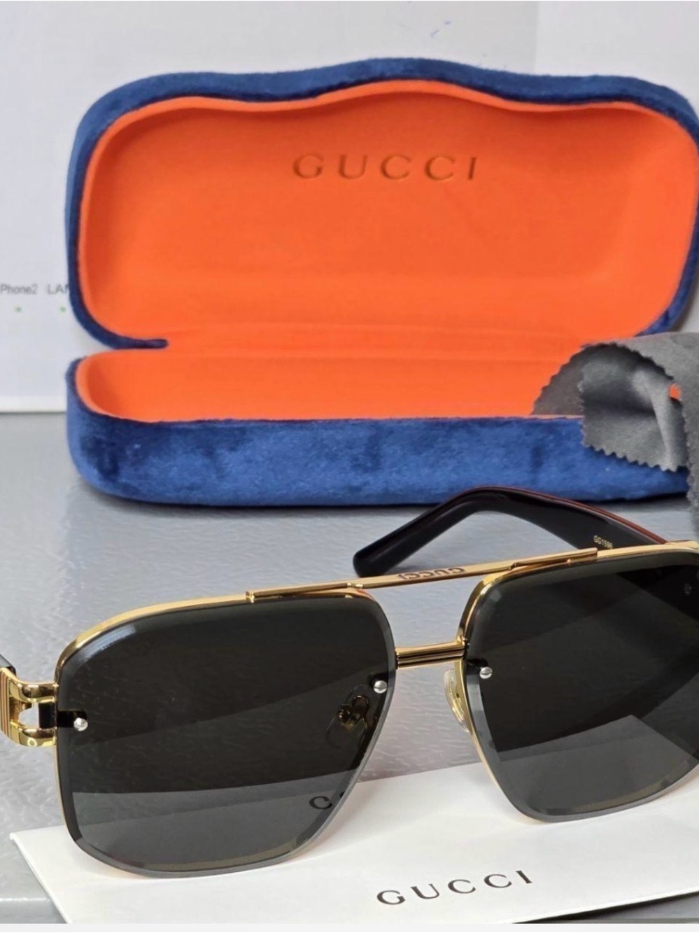 🔥NEW Gucci Black & Gold Men's Sunglasses with Signature Temple Detail🔥 - Picture 7 of 17